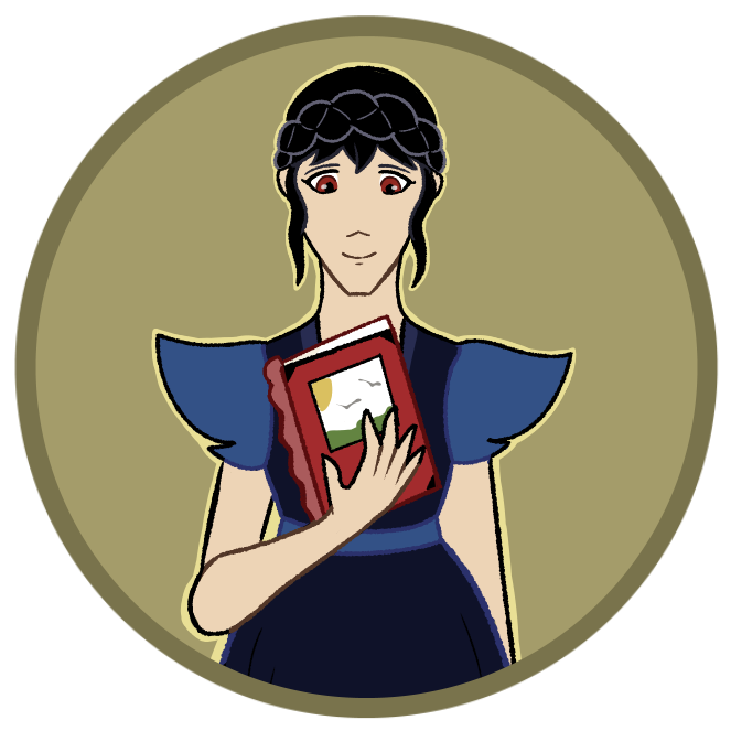 vampire lady holding a book